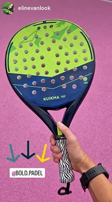 Player Eline showing Bold overgrip on Instagram
